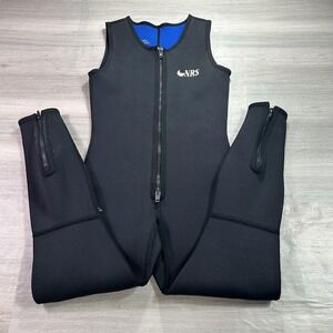 NRS Farmer John Wetsuit Mens XL Black Neoprene Padded Knees Front Zip Ankle Zips